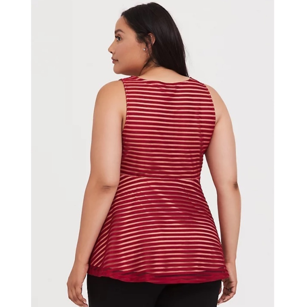 🌟HP🌟Torrid Size 5X DARK RED SHADOW STRIPE PEPLUM TOP 🆕 - Picture 5 of 7